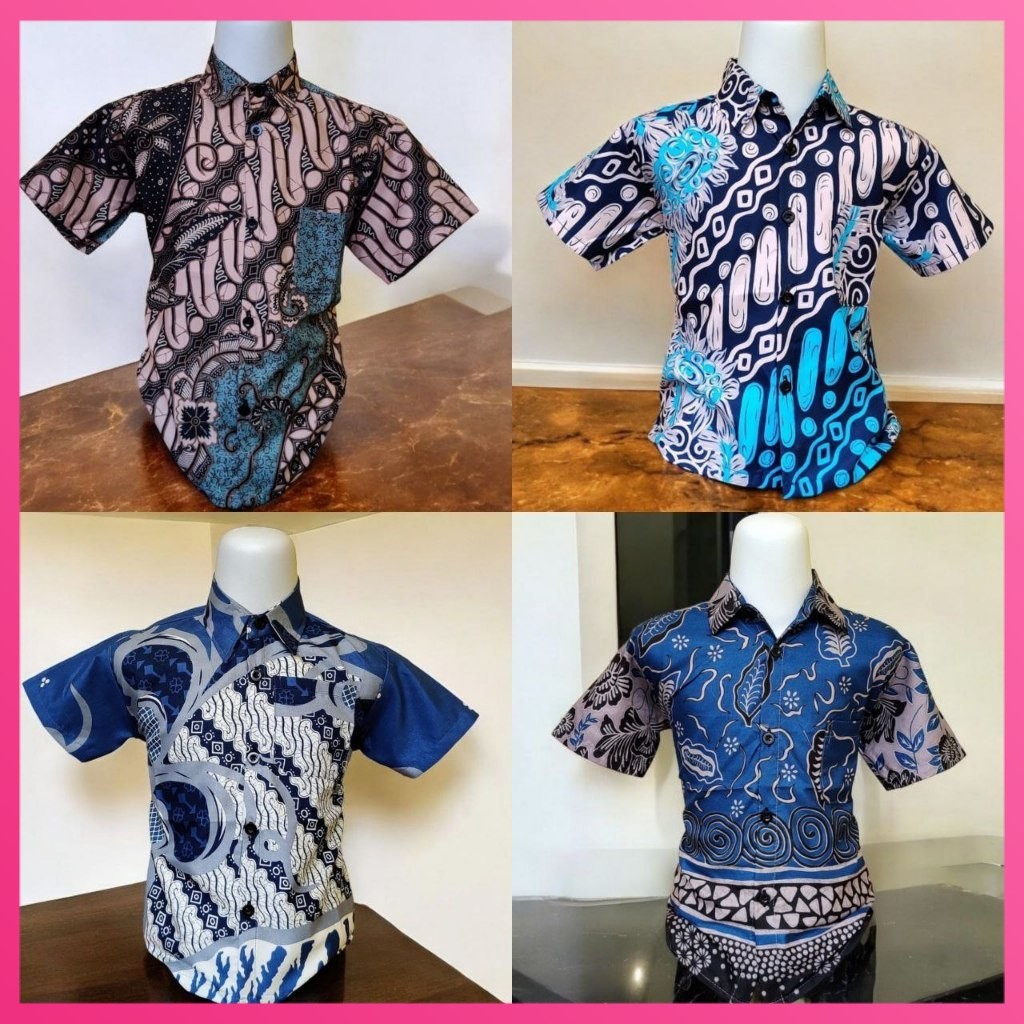 Kemeja Batik Anak Laki Ukuran 2-15 Tahun Motif Kate Sage Mustard