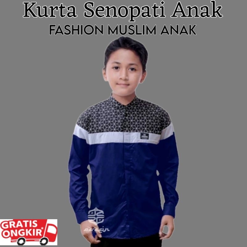 Baju Koko anak Lengan Panjang remaja SD SMP kombinasi batik