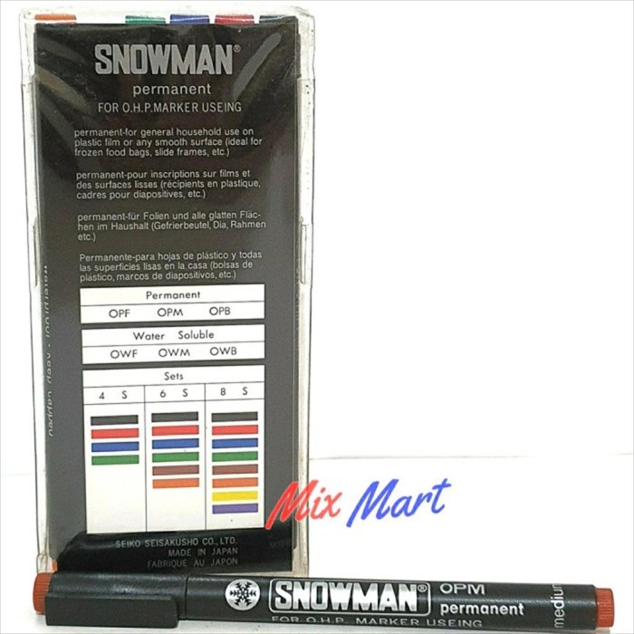 

[New Arrival] OHP Pen Snowman OPM 6S medium isi 6 warna per set - OPF FINE