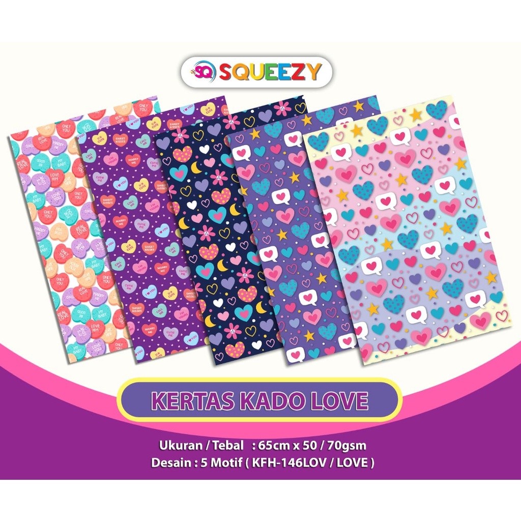 

RGT- 10 Pcs Kertas Kado Motif Love