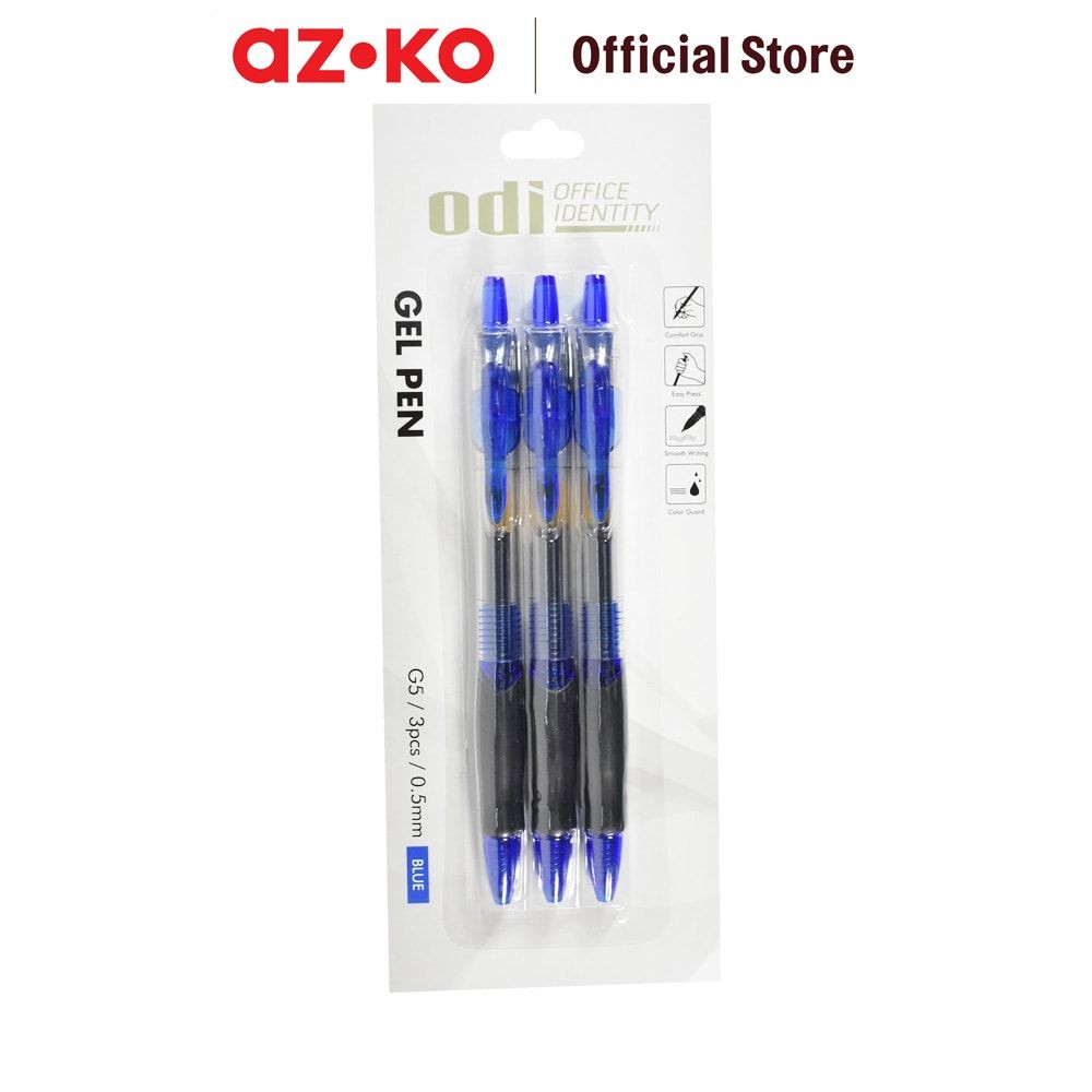 

AZKO Odi Set 3 Pcs Retractable Pen Gel 0.5mm - Biru Pena Ballpoint Pen Bolpoin Alat Tulis Lucu