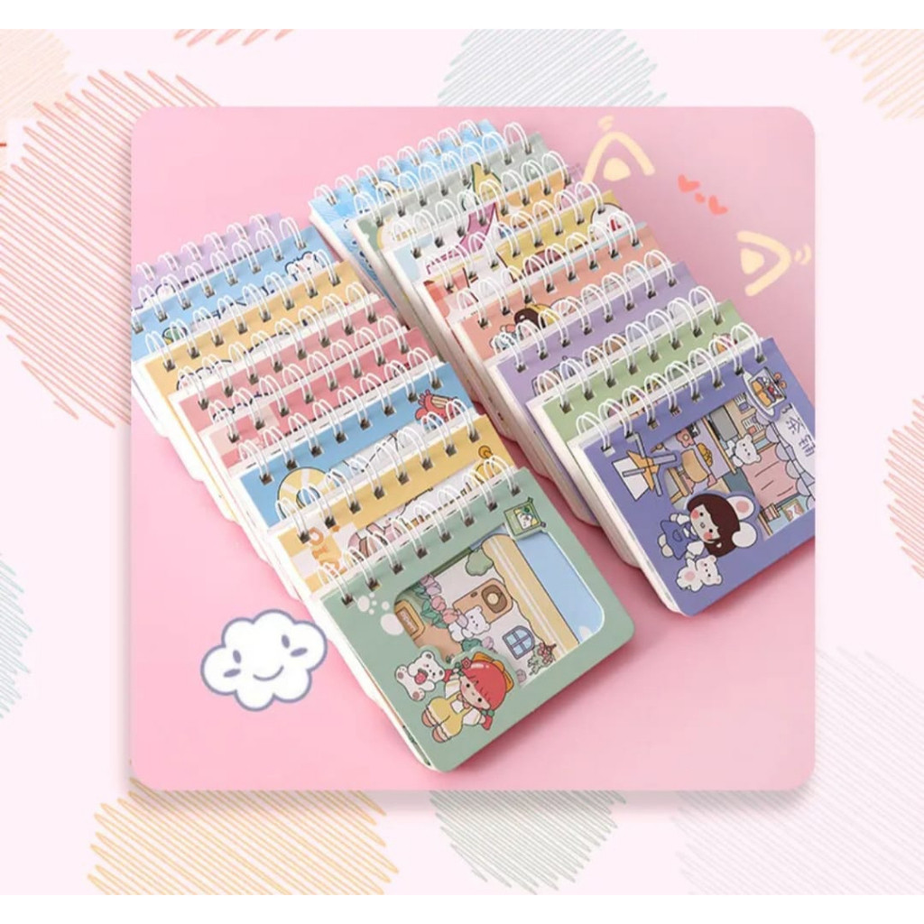 

U CUSTOM - Notebook Ring A7 Dobel Cover Buku Catatan Karakter Note Book Ring A7