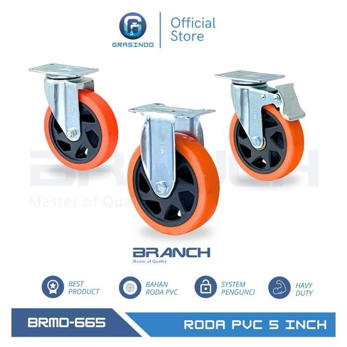 Roda Caster Pvc 5 Inch Havy Duty / Roda Troli 5 Inch / Roda Kastor 5 Inch Hidup - Mati - Rem