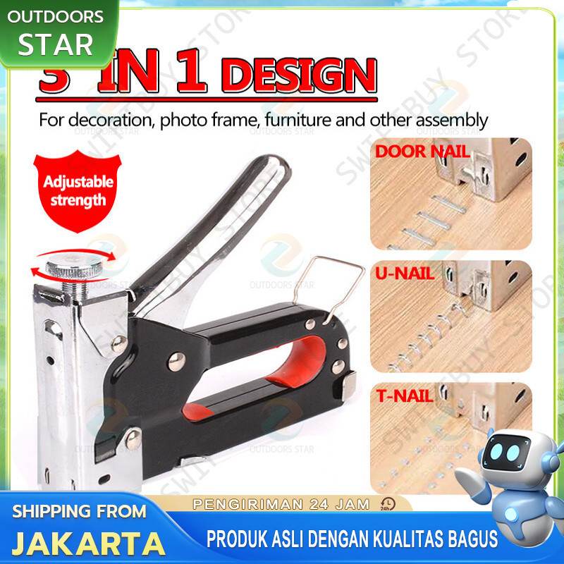 

Gratis 600 Staples 3 In 1 Stapler Gun Staples Tembak Gun Tacker Powerfull Pistol Stapler