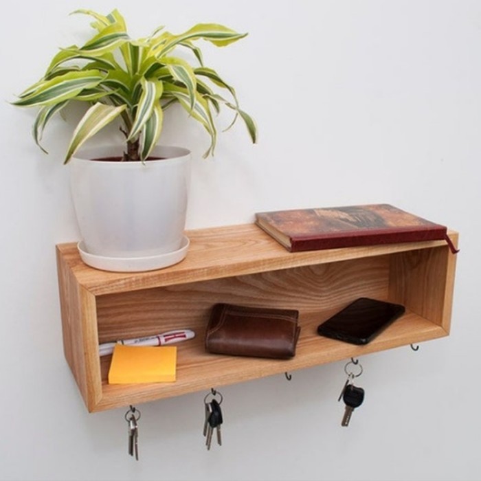 Rak dinding gantungan kunci kayu Rak kotak kayu cantolan kayu minimalis
