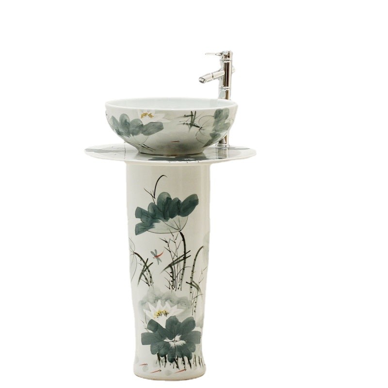 Ceramic Column Type Washbasin Basin Simple Home Floor Type Inter-Platform Basin Integrated Balcony B