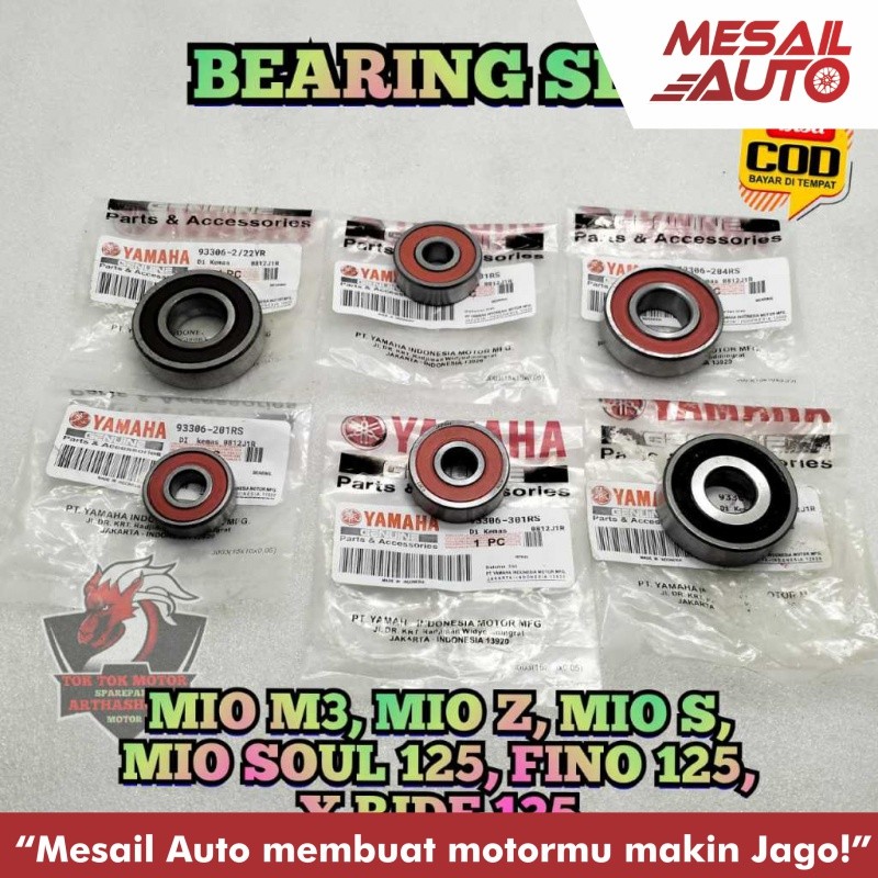 PAKET BEARING Rasio 2ph set 6 pcs UNTUK MOTOR MIO M3 , MIO Z , MIO S , MIO SOUL Gt 125 , FINO Fi Inj