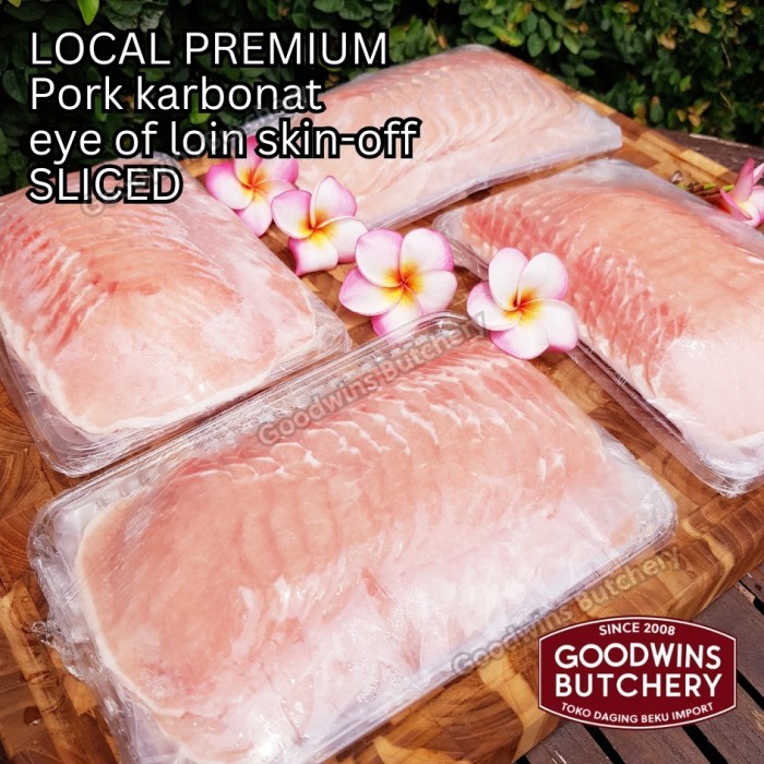 

Pork eye of loin skin off local premium SLICE karbonat babi tanpa kulit beku IRIS frozen
