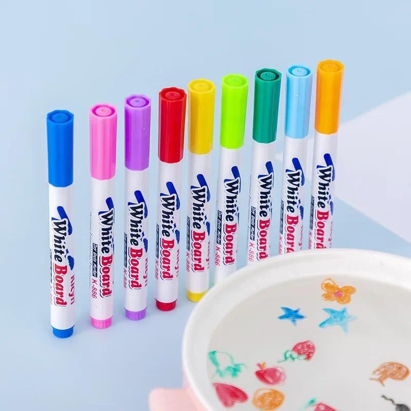 

8/12 Colors Magical Water Floating Pen Set Kids Educational Painting Pen Toy Whiteboard Marker Student Colorful Doodle Water Pen