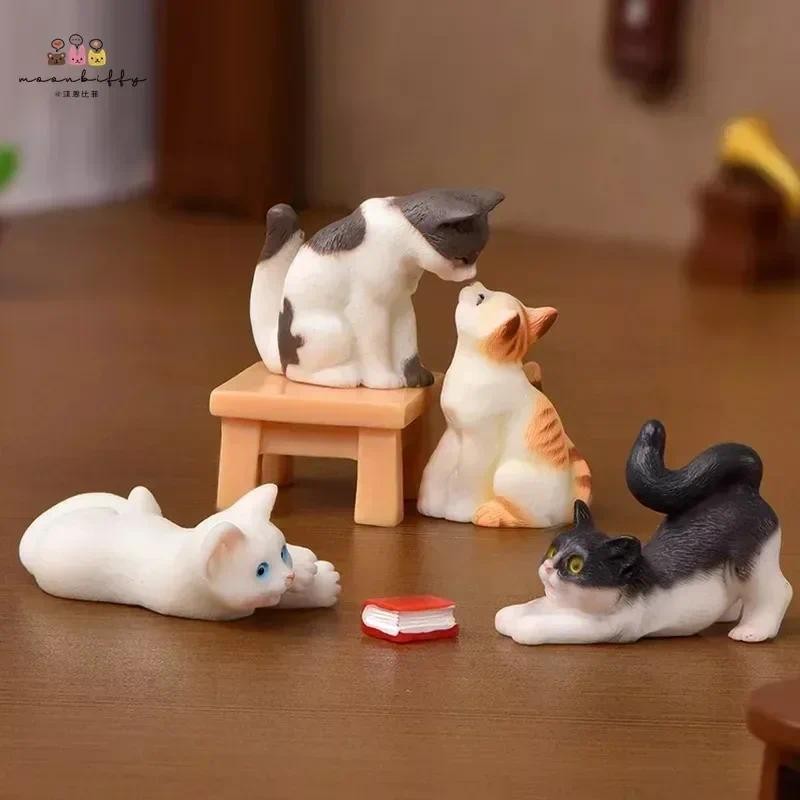 

Resin Cats Ornament Kitten Figurine Animal Miniature Fairy Garden Doll House Decoration DIY Micro Landscape Home Decor