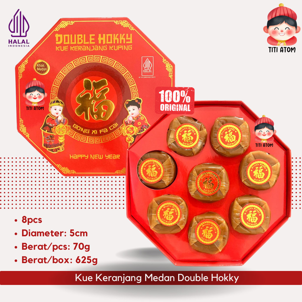 

Kue Keranjang Imlek Sincia Kuping Medan Double Hokky 8 pcs Pakwa Segi Delapan