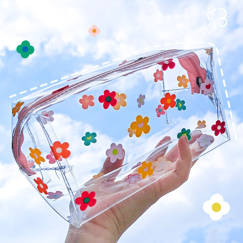 

Cute Transparent PVC High Capacity Pencil Bag Storage Bag Purse Card Package Pencil Case Storage Stationery Supplies