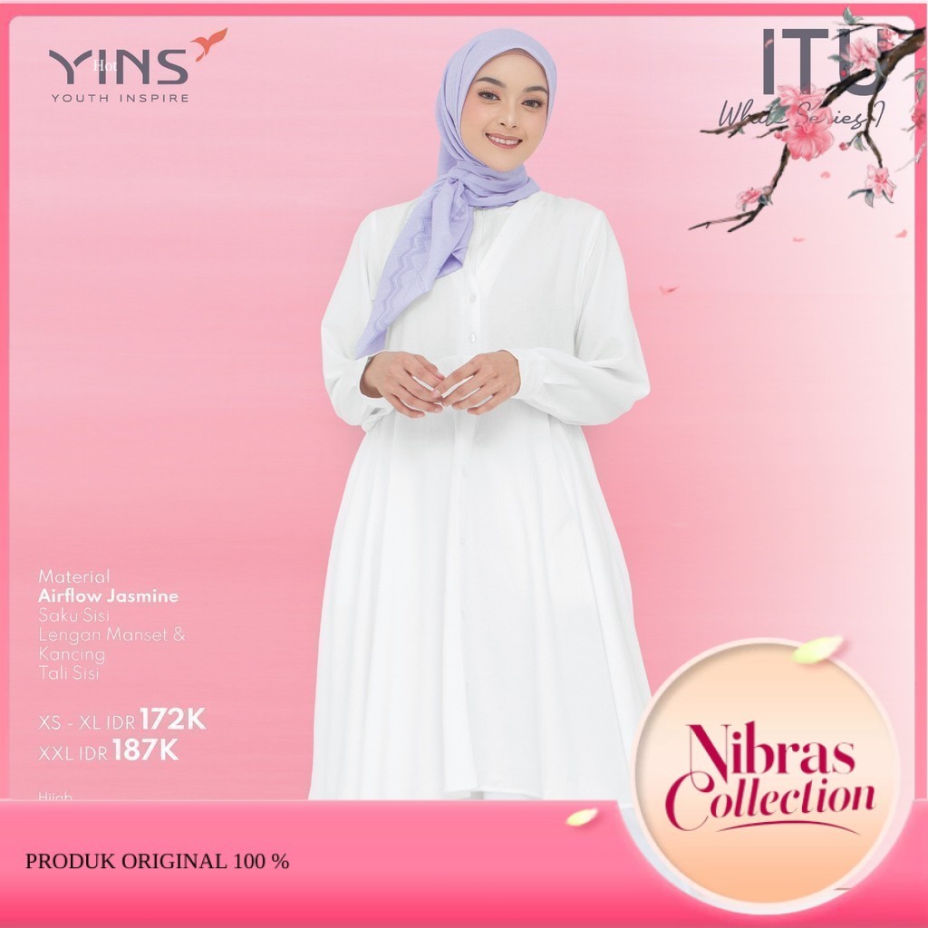 Nibras - Itu White Series I by Yins original 100 % Tunik putih wanita Premium Terbaru Baju Atasan  b