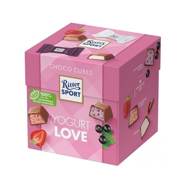 

Cokelat Ritter Sport Choco Cubes Yogurt Love isi 22pcs 176gram asal Eropa