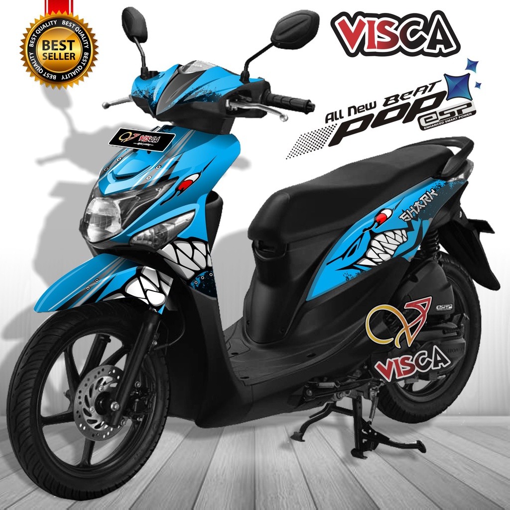Decal Beat Pop Full Body Stiker Beat Pop Variasi Full Body Striping Beat Pop Variasi Shark