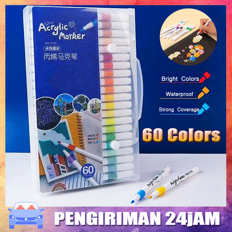 

【COD】60 Colors Pen Akrilik Marker Warna Cepat Kering Tahan Air / Spidol Acrylic Painter / Menggambar Kreativitas Seni Edukasi Anak
