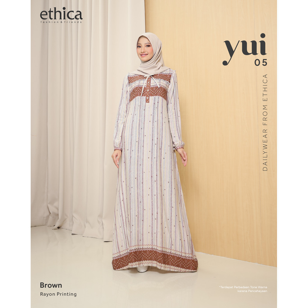 Gamis Dewasa Terbaru Bahan Rayon Yui 05 Gamis Motif Simple Wanita Dress Muslim Lengan Karet Original