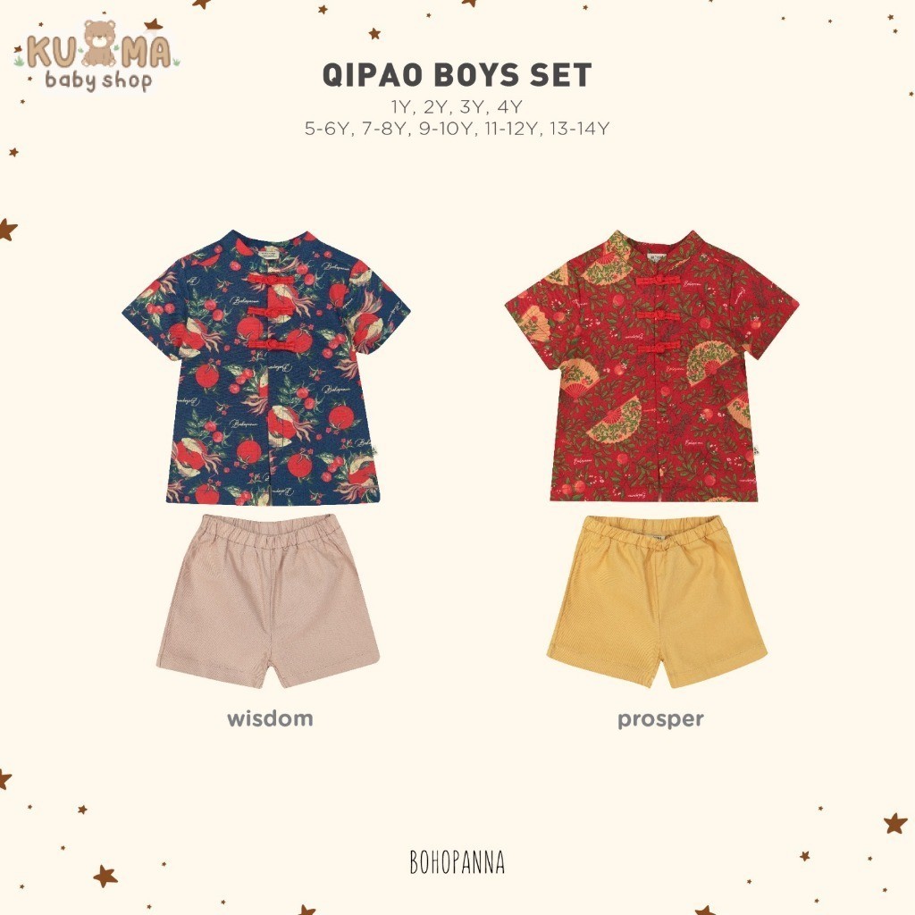 BOHOPANNA - QIPAO BOYS SET - Setelan Baju Imlek Anak Laki-Laki - Baju Imlek