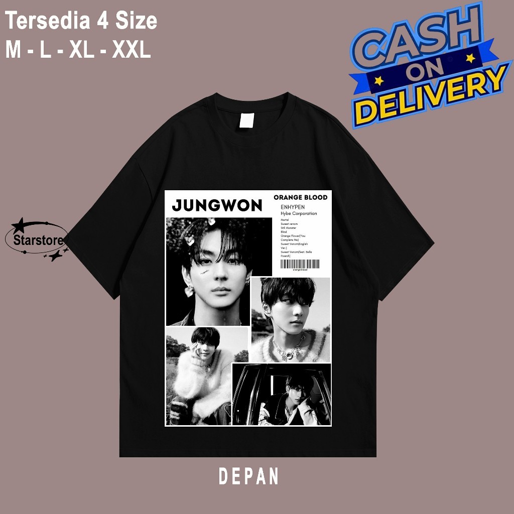 Baju Kaos Tshirt En Initial " JUNGWON " Jake Sunoo Jay Sunghoon Niki Heeseung ENHYPEN Kaos Wanita Pr