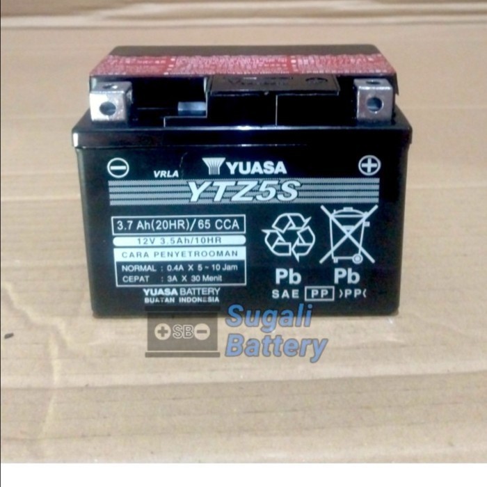 AKI MOTOR VARIO 110, BEAT, SCOOPY, GENIO, SPACY YUASA YTZ5S MF kering 12Volt 3.7Ah