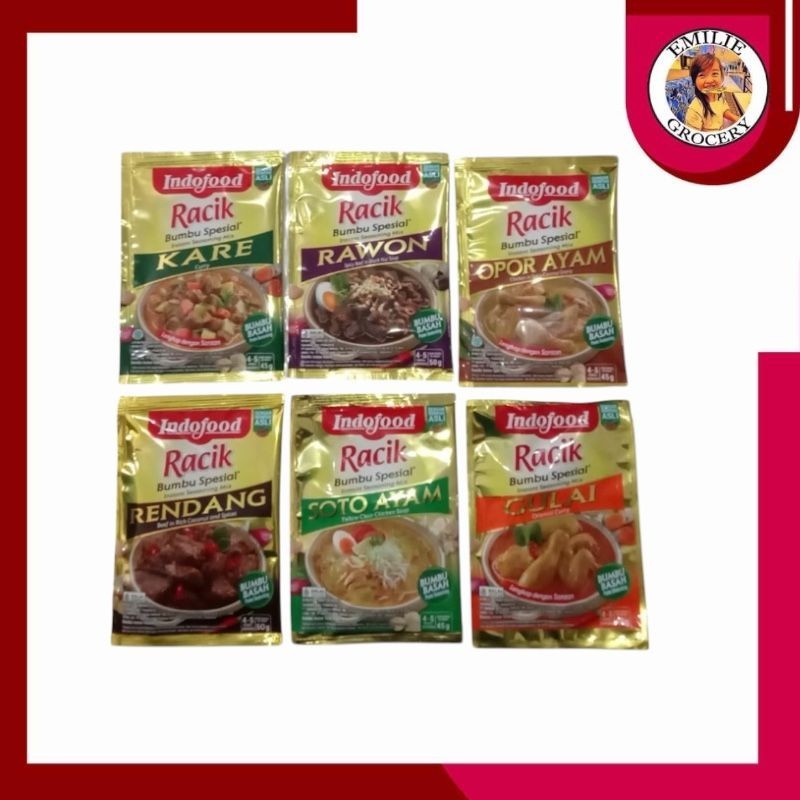 

Indofood Racik Bumbu Spesial Varian Gulai Kare Opor Ayam Rawon Rendang Soto Ayam