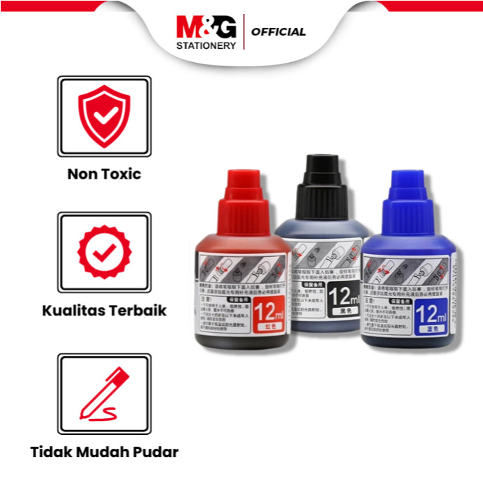 

M&G Tinta Spidol Isi Ulang Spidol Papan Tulis Ink Whiteboard Marker RefillWarna Tajam Tahan Lama Anti Bau Kualitas Terbaik