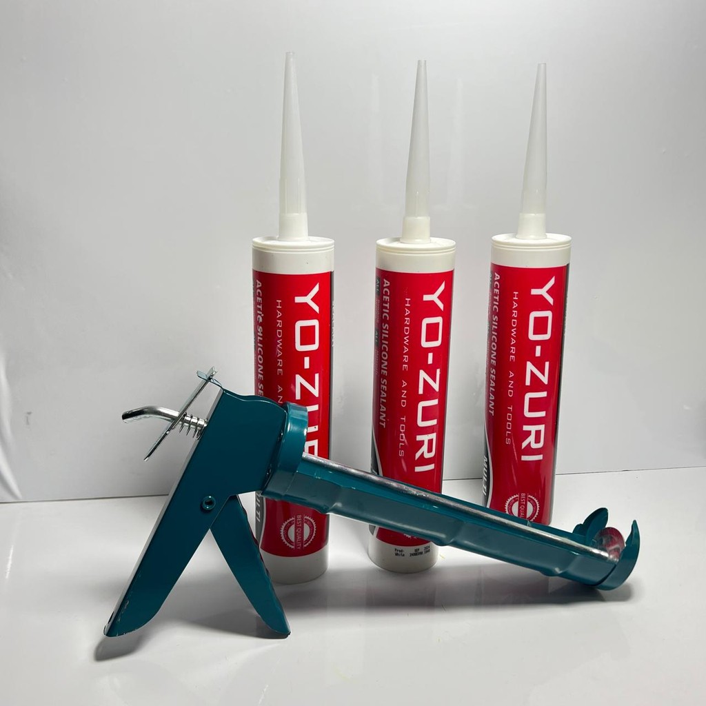 

Paket Lem Kaca Silicone Sealant N10-320ml+GUN SILICON BLACK - Clear - Bening