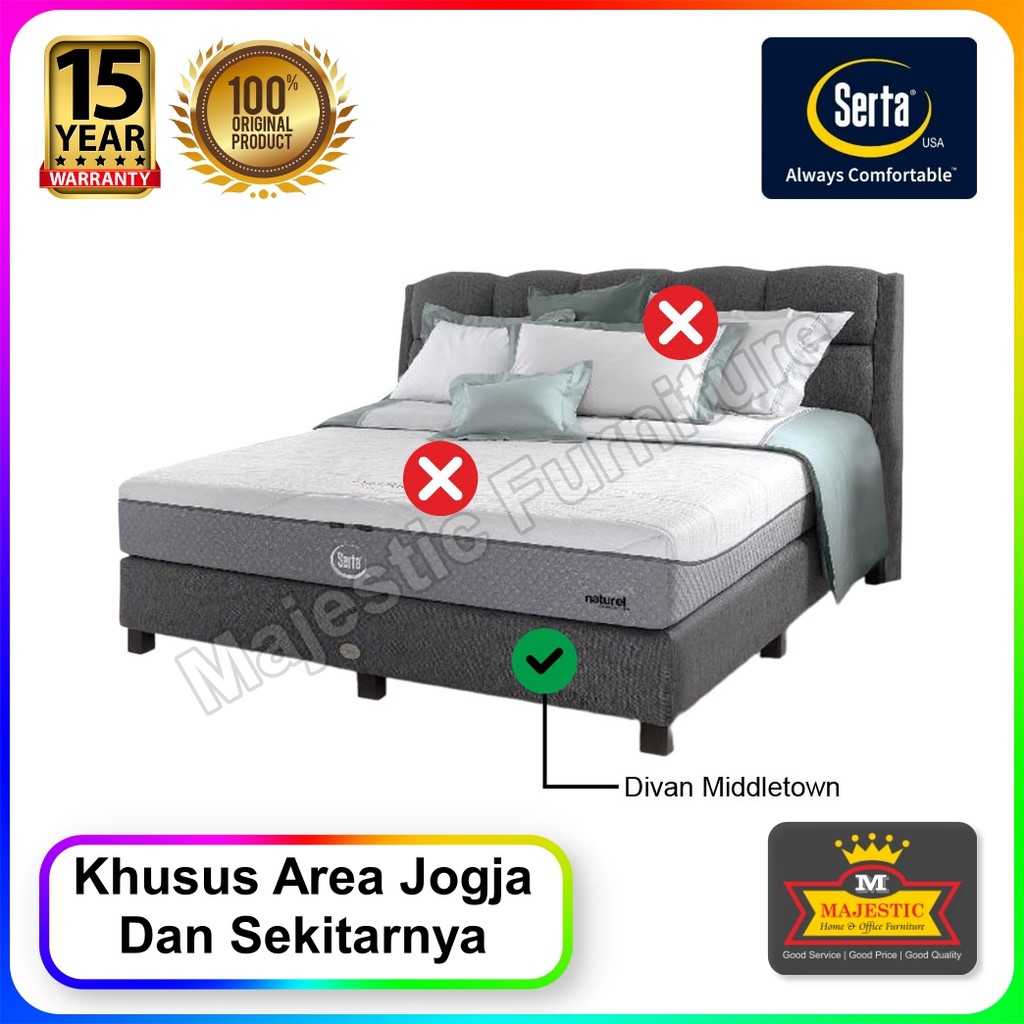 Divan Serta Middletown - 100/120/160/180/200 - Jogja (Tinggi Divan 34 cm, Tinggi Kaki 10 cm)