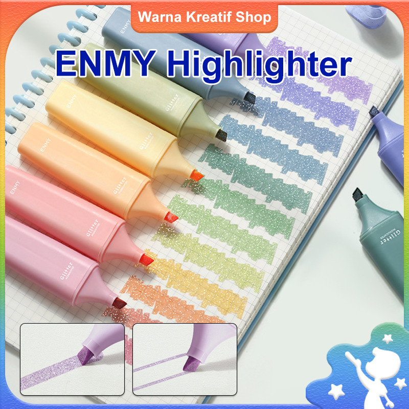 

ENMY 4pcs Glitter Highlighter / Pen Bujo Journaling Hiasan Gliter Bolpen Warna Bullet Deco DIY Scrapbook Stabilo