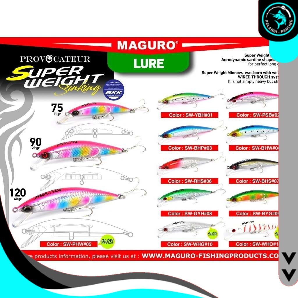 Umpan MAGURO Provocateur Super Weight Sinking Fishing Lure Minnow 7,5 9 12 cm 11gr 29gr 40gr_PP