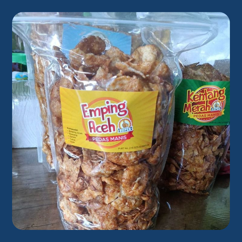 

Snack Cemilan Emping Aceh Pedas Manis Cap Super