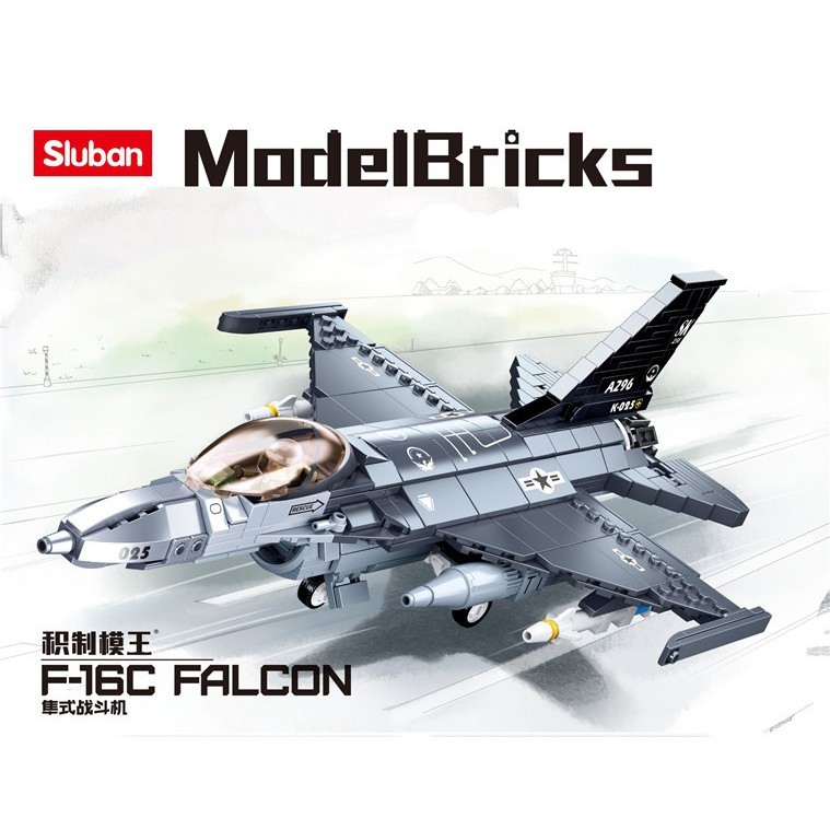 Sluban - Mainan Balok Susun Bricks Pesawat Tempur F-16C Falcon Fighter M38-B0891 Mainan Anak Laki La