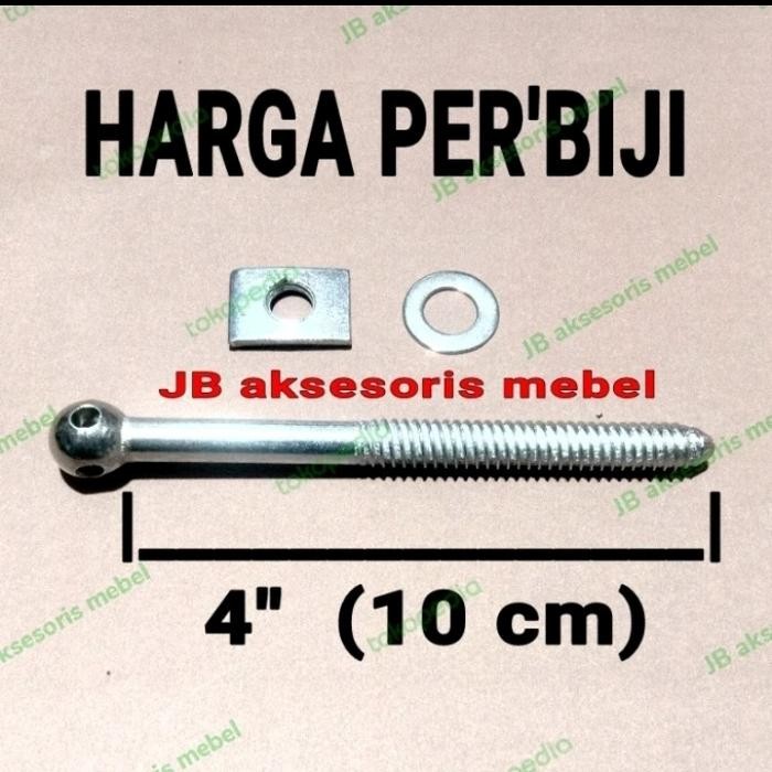 (PERBIJI) BAUT DIPAN DIVAN DIFAN BESI PUTIH CHROME KILAP TENGKORAK 4" 4 inch / SEKRUP SKRUP MUR BAUT