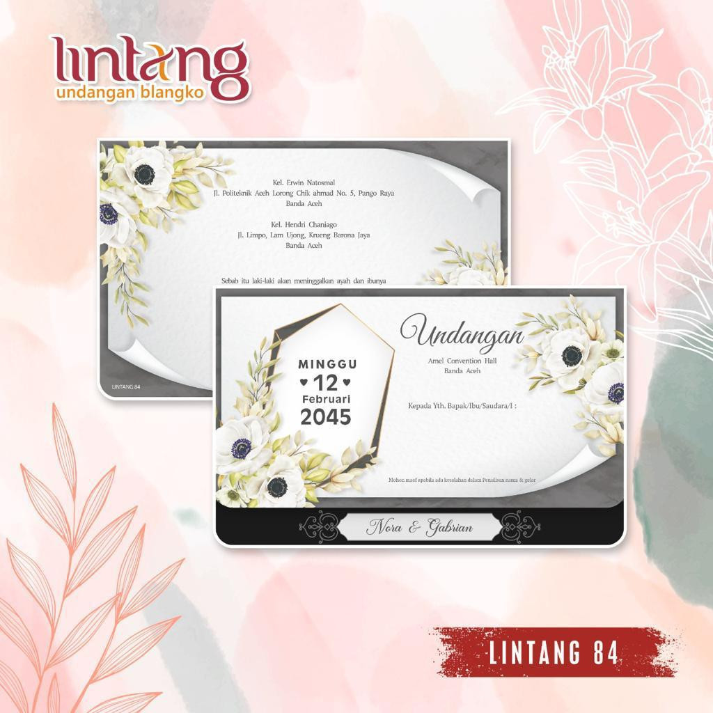 Undangan Nikah Kode Lintang 84 Elegan Wedding