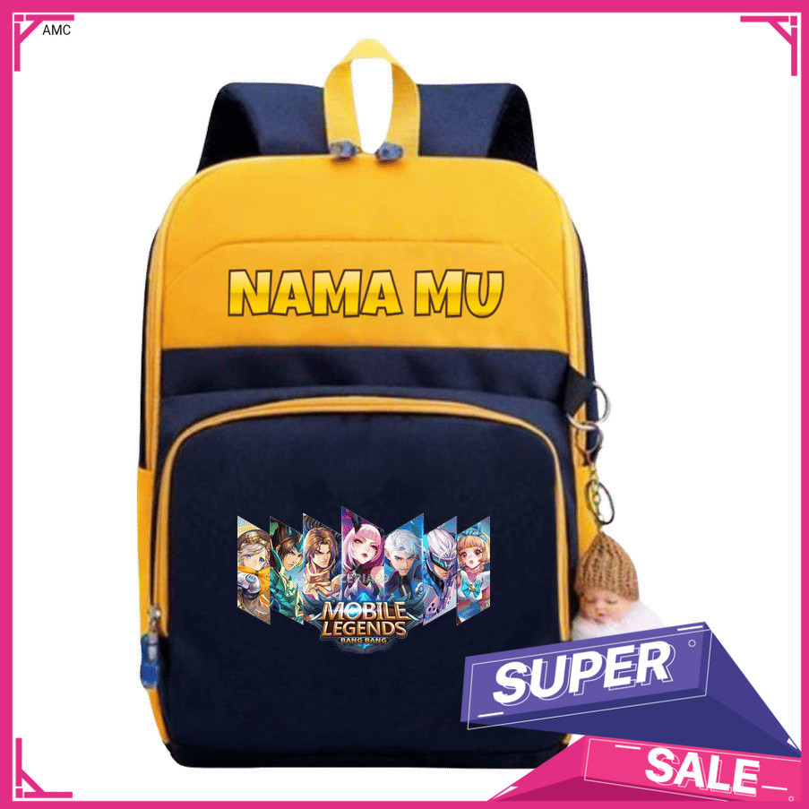 AMC Tas Ransel Anak Mobile Legends – Backpack TK SD Tema Game MLBB, Motif Hero Alucard, Miya, Gusion