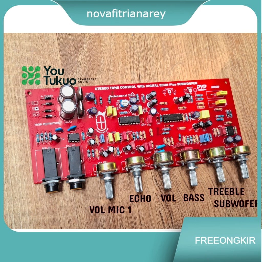 Tone Control Echo Stereo Plus Subwoofer + Regulator