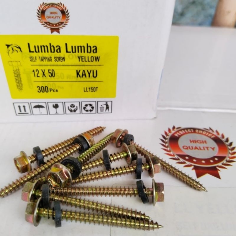 300pcs Baut drilling kayu 12x50 merk Lumba-Lumba
