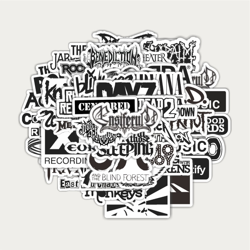 

Sticker Pack Stiker Random Logo Band Black & White Versi 1 | Sticker TUMBLR | Stiker LAPTOP KOPER HELM