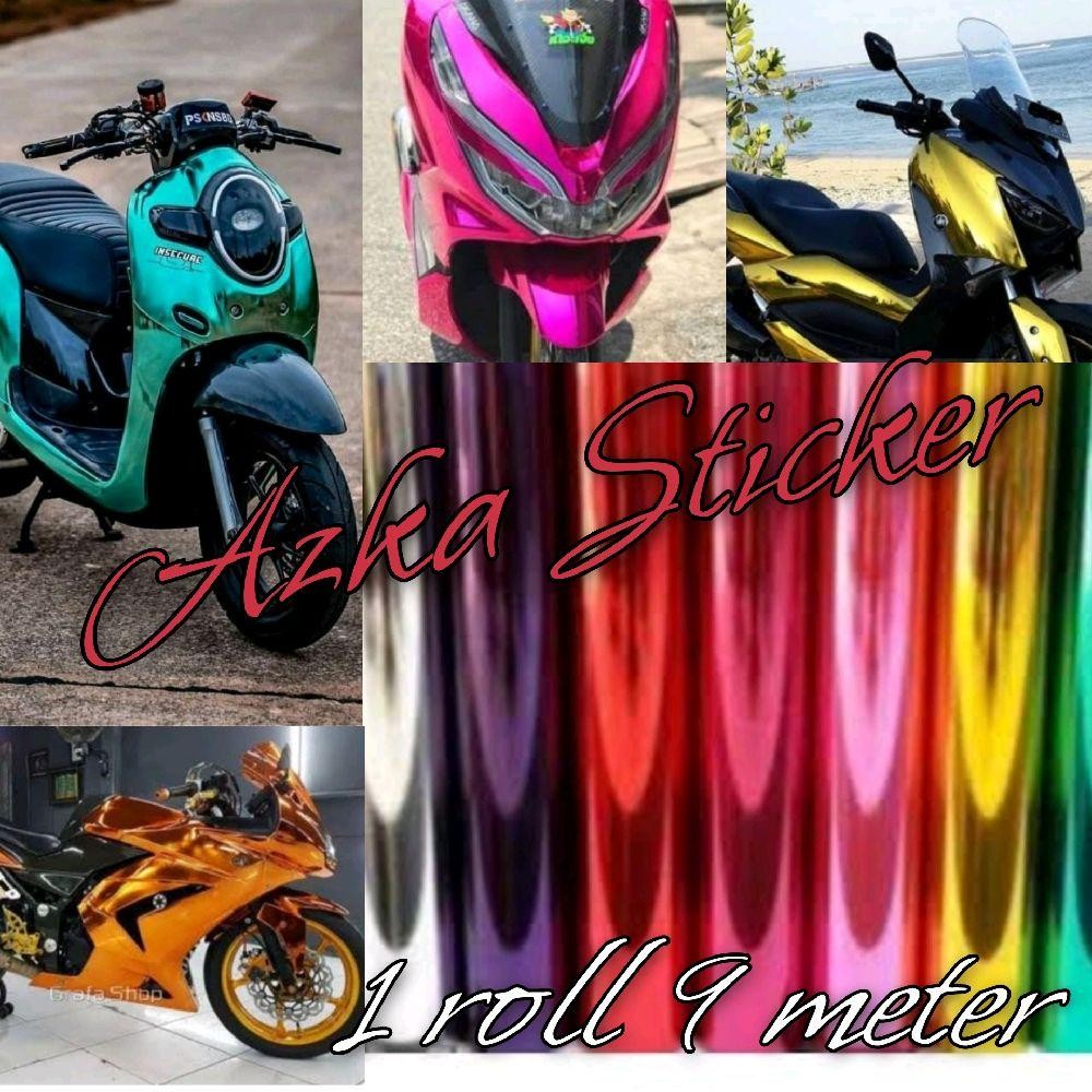 stiker skotlet crom metalic 1 roll isi 9 meter stiker skotlet motor merah crom  hitam crom biru crom
