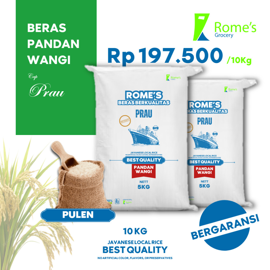 

Beras Mentik Wangi (Pulen) | 10 Kg I Fresh100% I Bergaransi I Romes Grocery