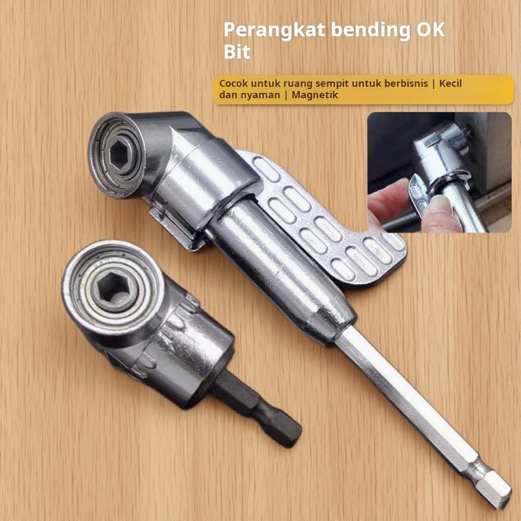 Adaptor Sudut 90 Derajat Universal untuk Obeng/Bor Listrik dengan Mata Obeng Siku-Siku Pembengkok Mu