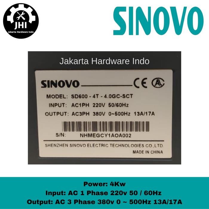 Inverter VFD 4KW/5.5KW/7.5KW Input 1phase 220V Output 3phase 380V - 4KW 380V