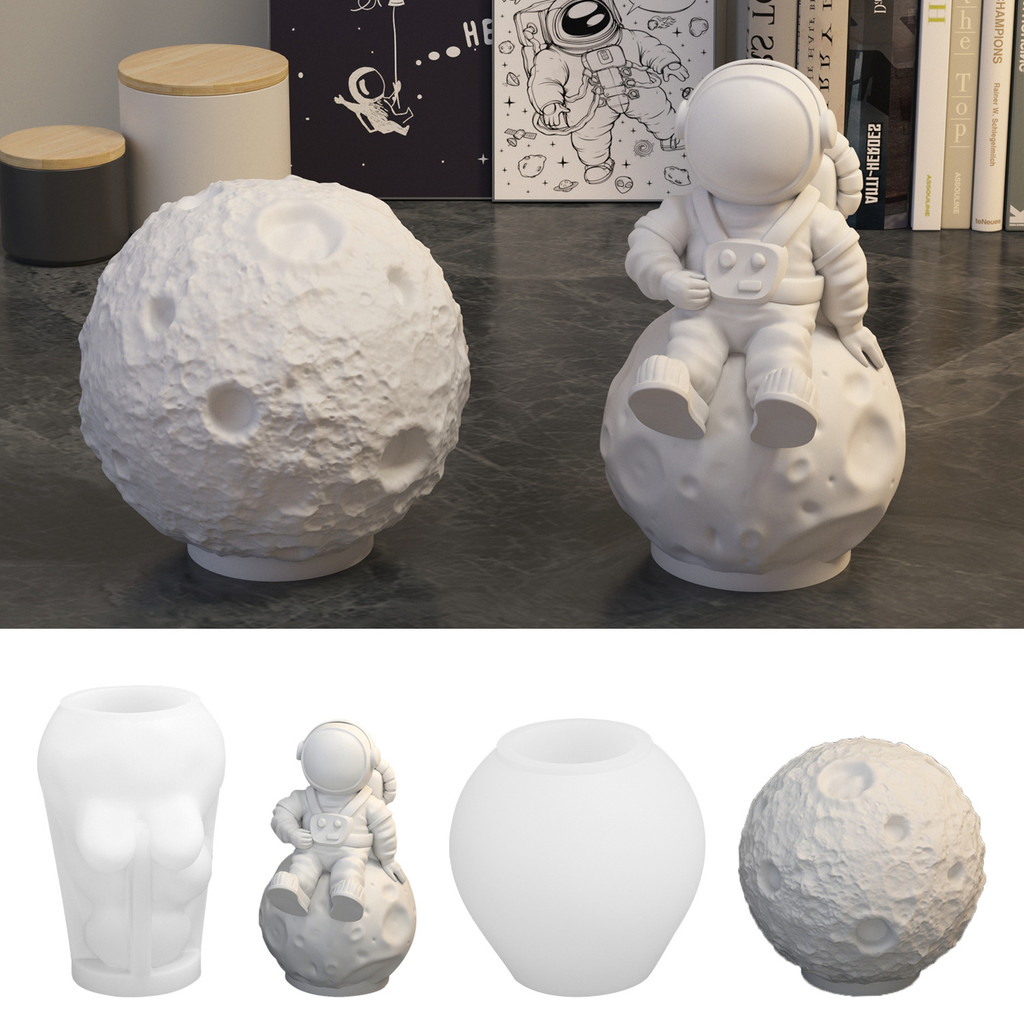 

DIY Astronaut Candle Sitting on the Moon Silicone Mold Astronaut Cake Chocolate Silicone Mold Home Decoration Crafts Mold