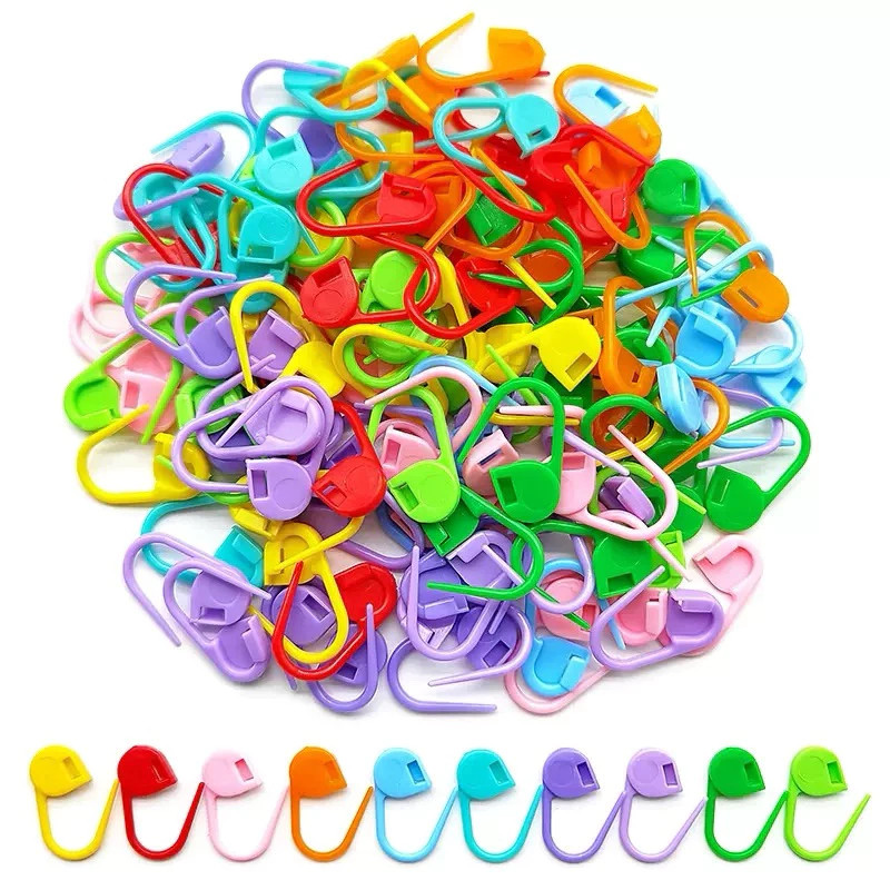 STUDIO RAJUT - 100 PCS PENANDA PENITI PIN RAJUT LOCKING STITCH PLASTIK WARNA WARNI