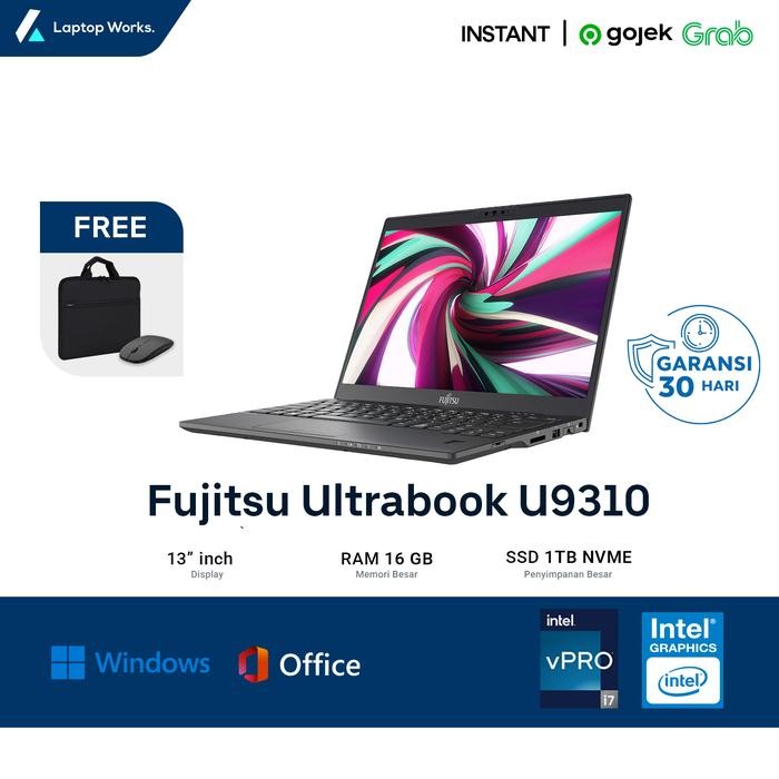 Laptop Design Fujitsu U9310 I7 Gen 10 Ram 16gb SSD 1TB Key US Backlight Ultra Ringan Hanya 800gr