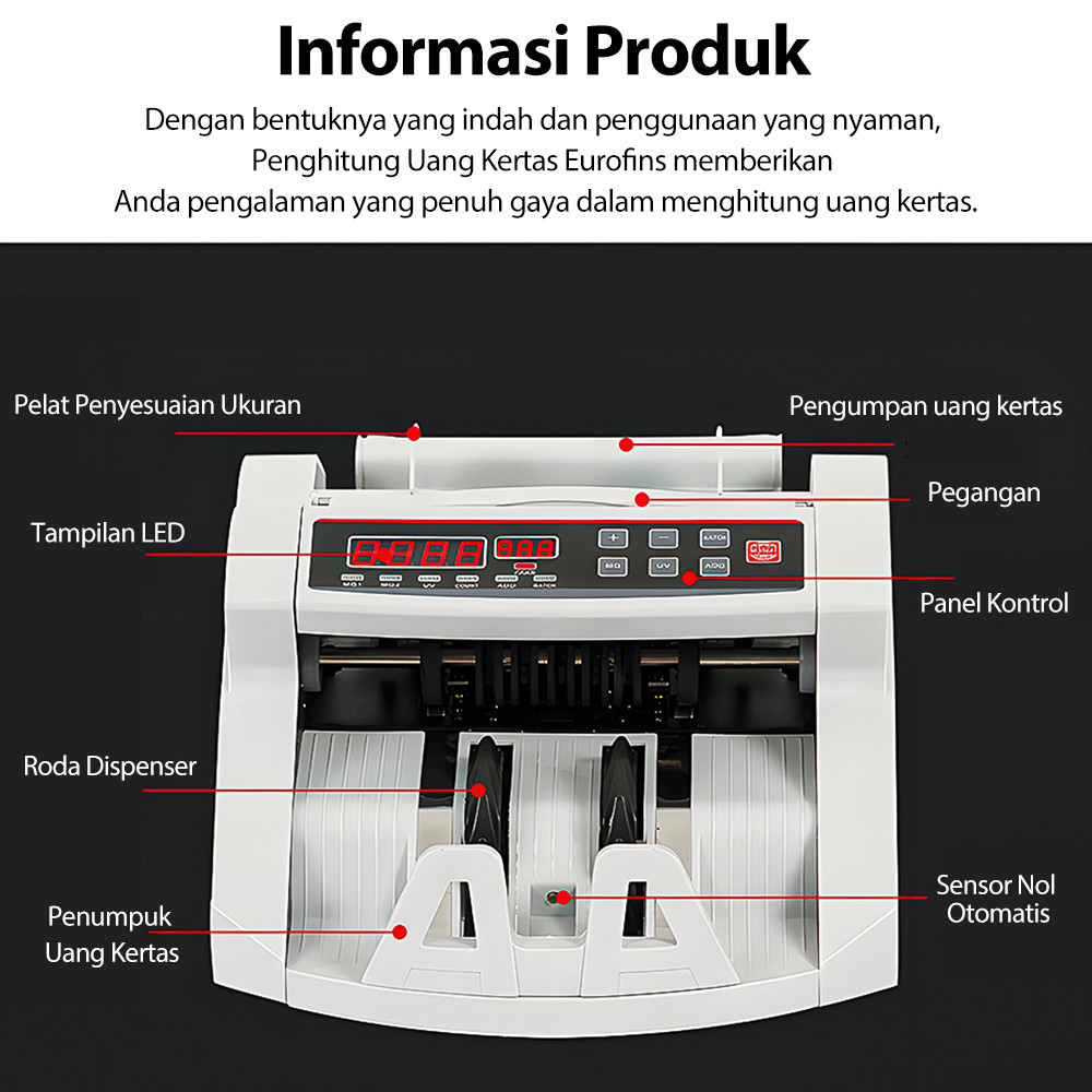 Detektor Uang Kertas Multi-Mata Uang Sensor Magnetik Uv Bahan Berkualitas Tinggi Tahan Lama