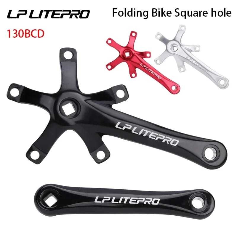 Litepro Crankset BCD 130 Bottom Bracket BB Kotak Square Taper Sepeda Lipat Roadbike MTB Aluminium
