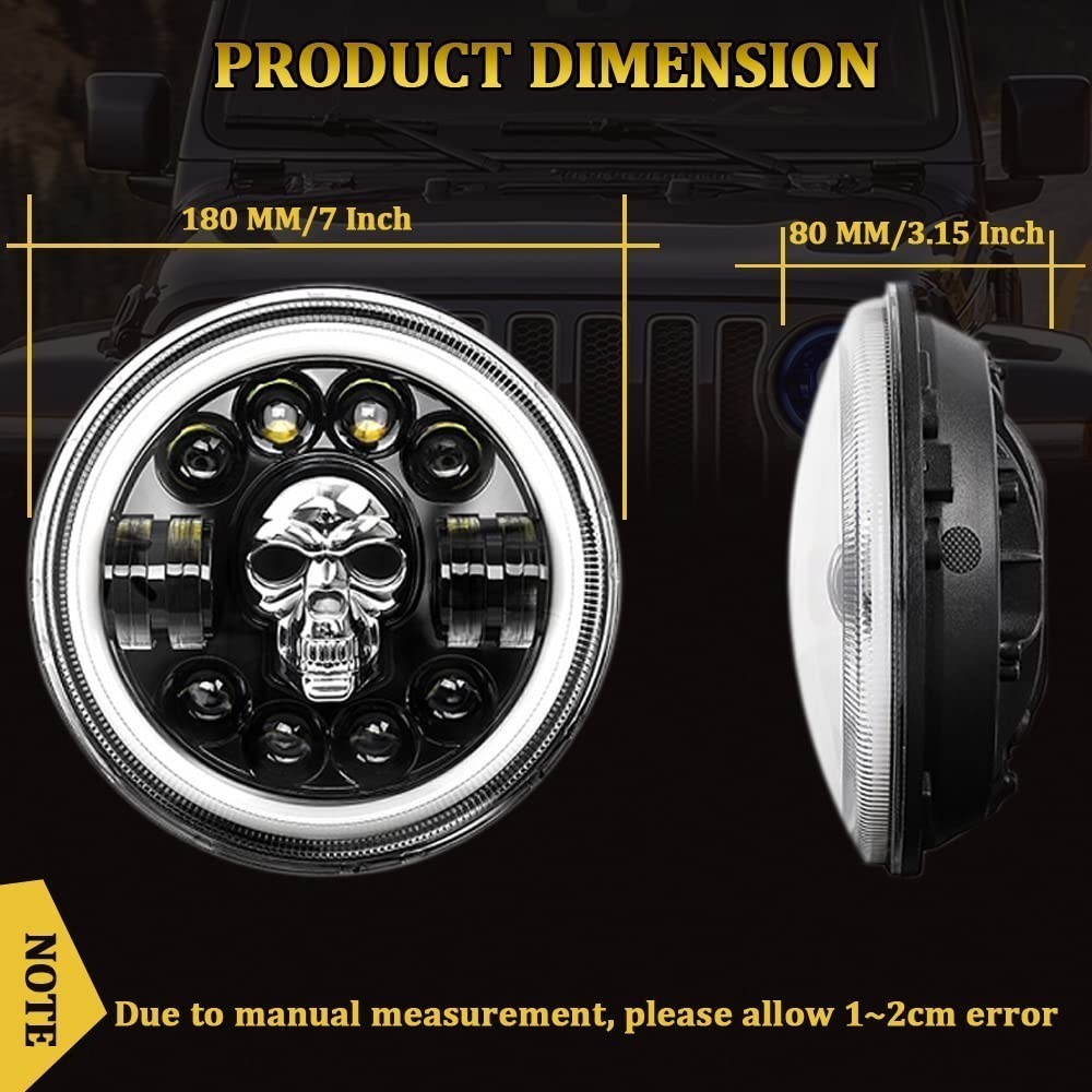 Lampu Tembak Daymaker Tengkorak 7 Inch LED Bulat Lampu Tembak Tengkorak 40 Watt CR7 Lampu Daymaker T