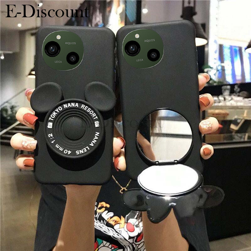 For Sharp Aquos R8 S Pro R9 R10 Pro Sense9 Phone Case Fashionable Cartoon Mickey Mirror Stand Holder