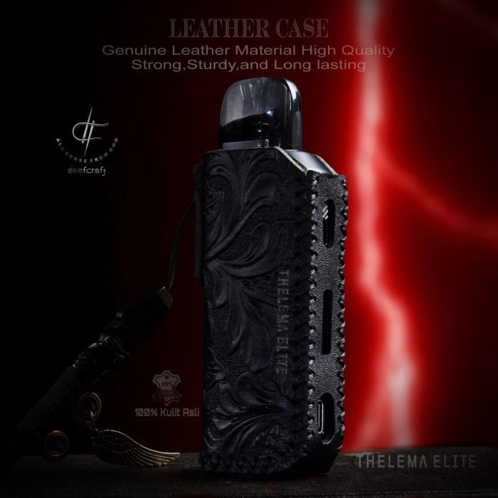 Aksesoris ThelemaElite Leather Sleeve Case Black Batik - Free Tali Lanyard by Ultimate Customitation